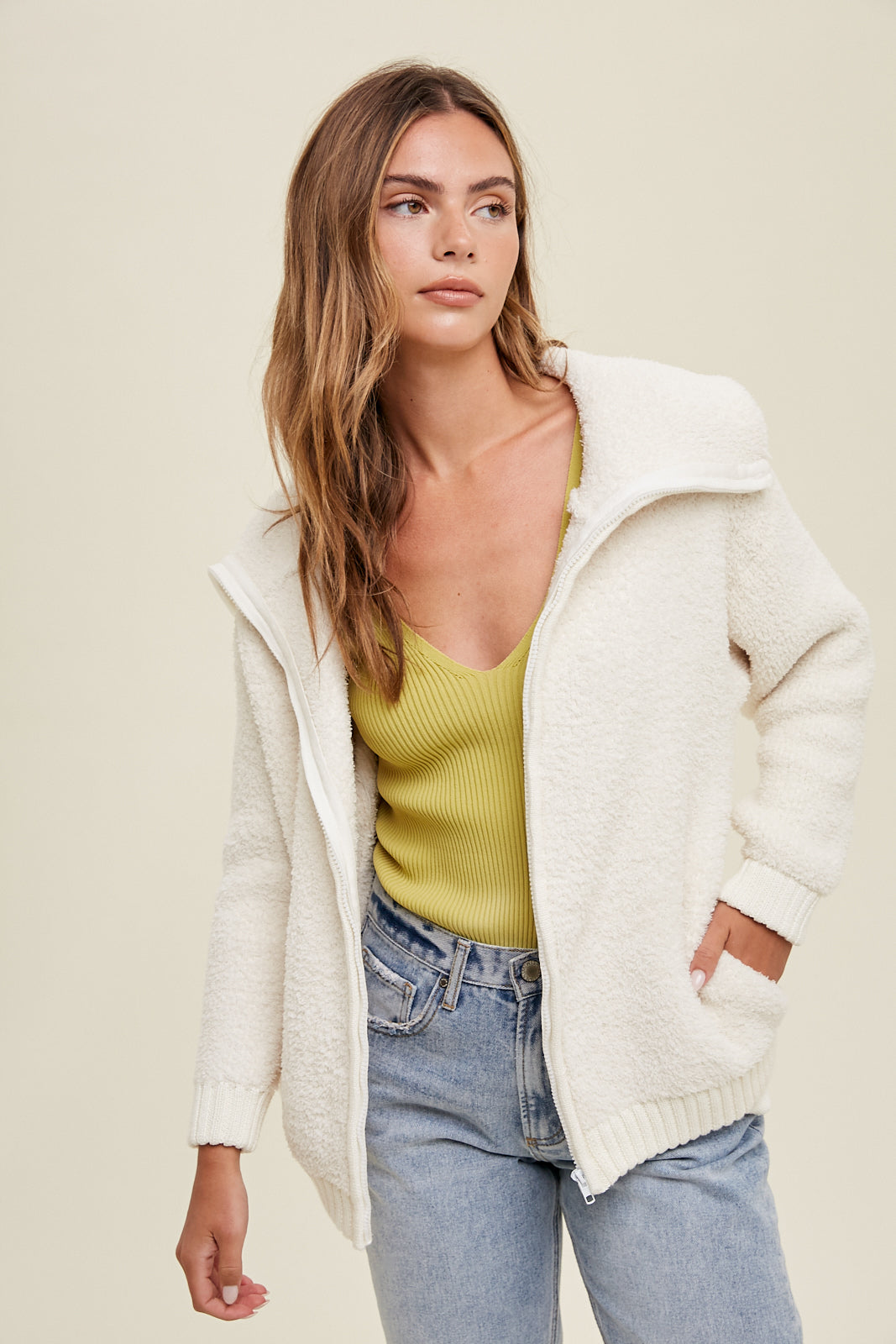 Sherpa Collar Sweater Jacket