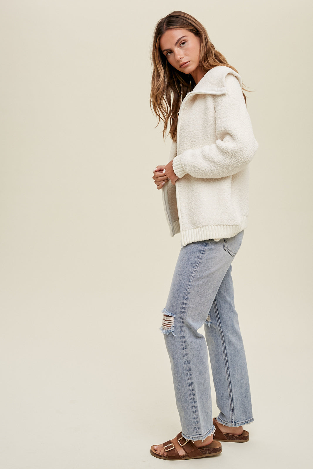Sherpa Collar Sweater Jacket