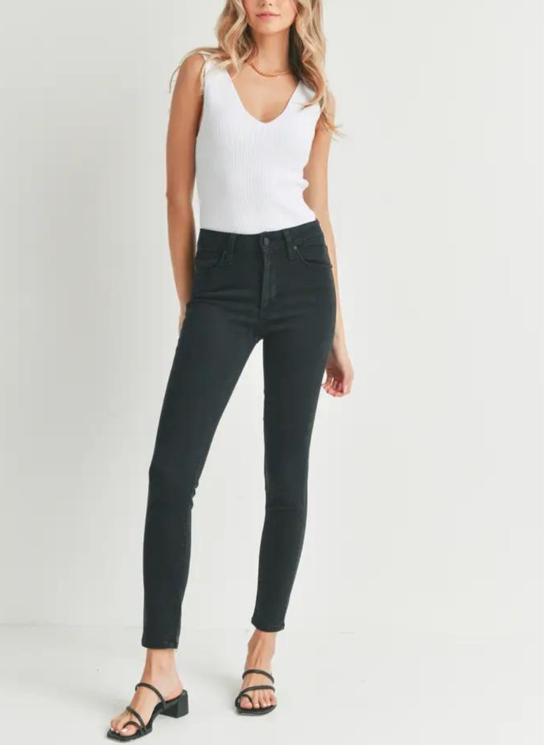 Just Black Denim High-Rise Skinny Jeans – Soft Stretch Everyday Denim