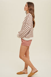 Textured Stripe V-Neck Sweater