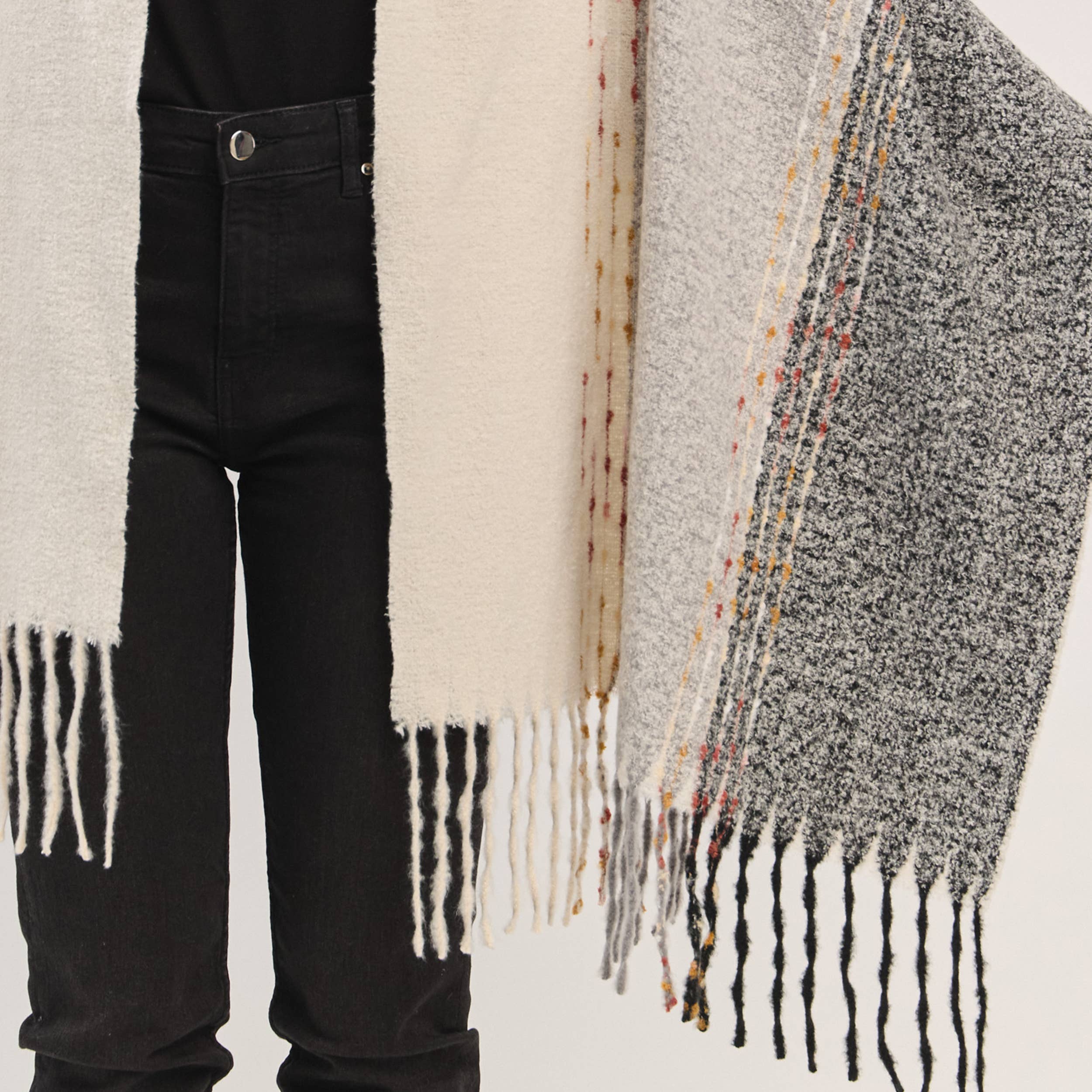 Subtle Stitch Fringe Oblong Scarf