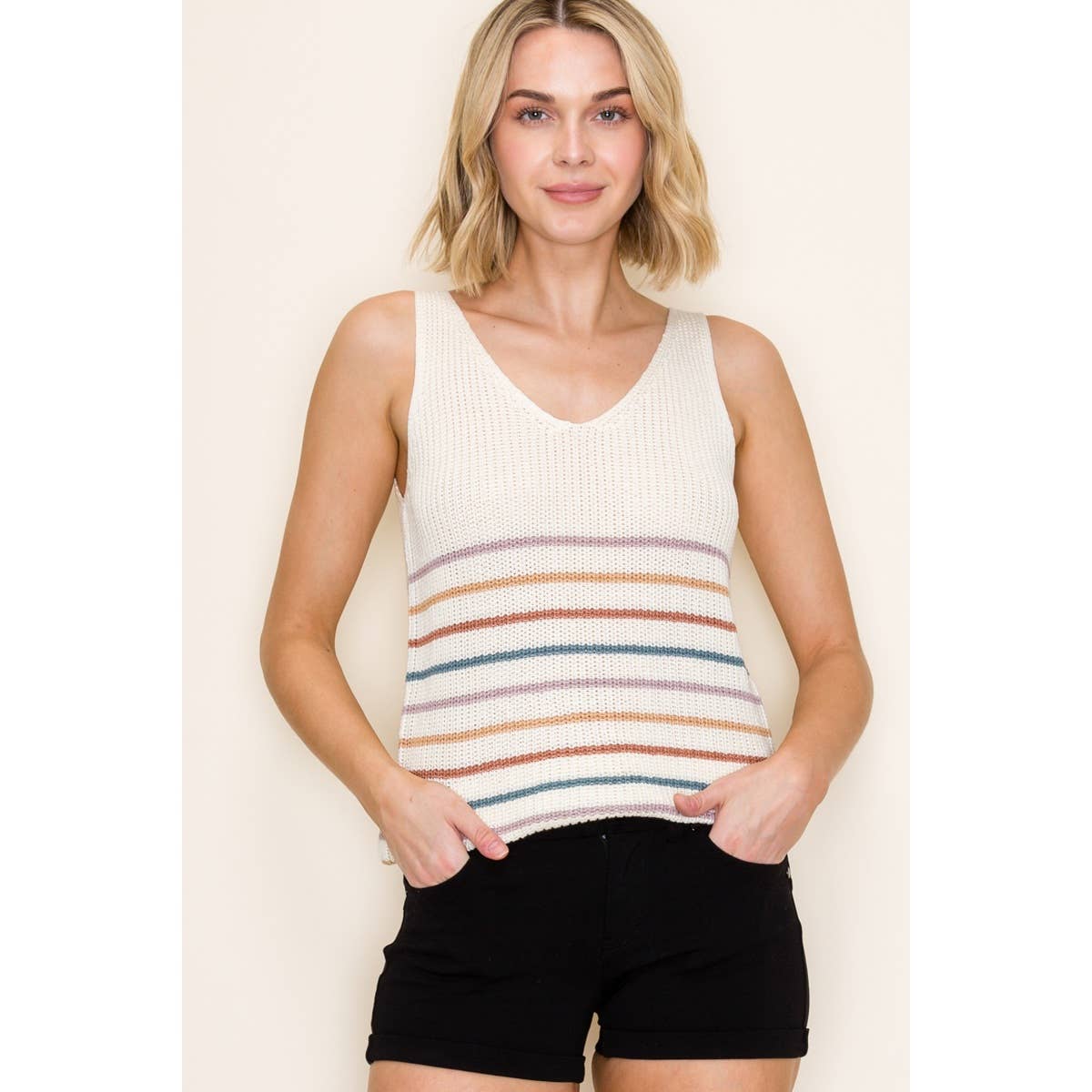 Multi Color Striped Sweater Tank