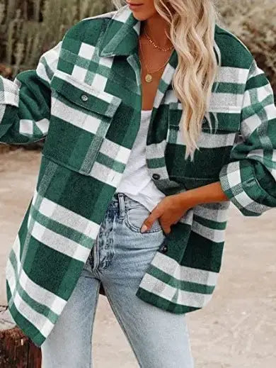 Classic Plaid Button Flannel Shacket