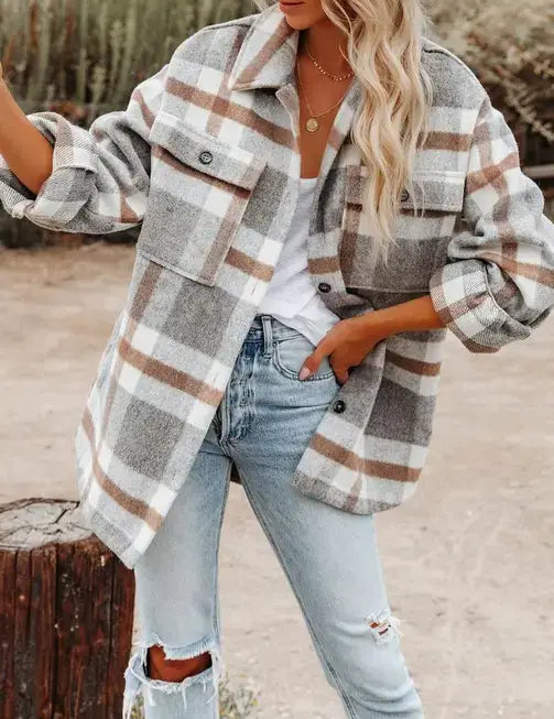 Classic Plaid Button Flannel Shacket