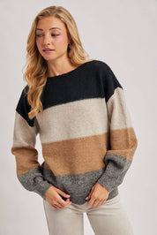 Color Block Knit Pullover Sweater