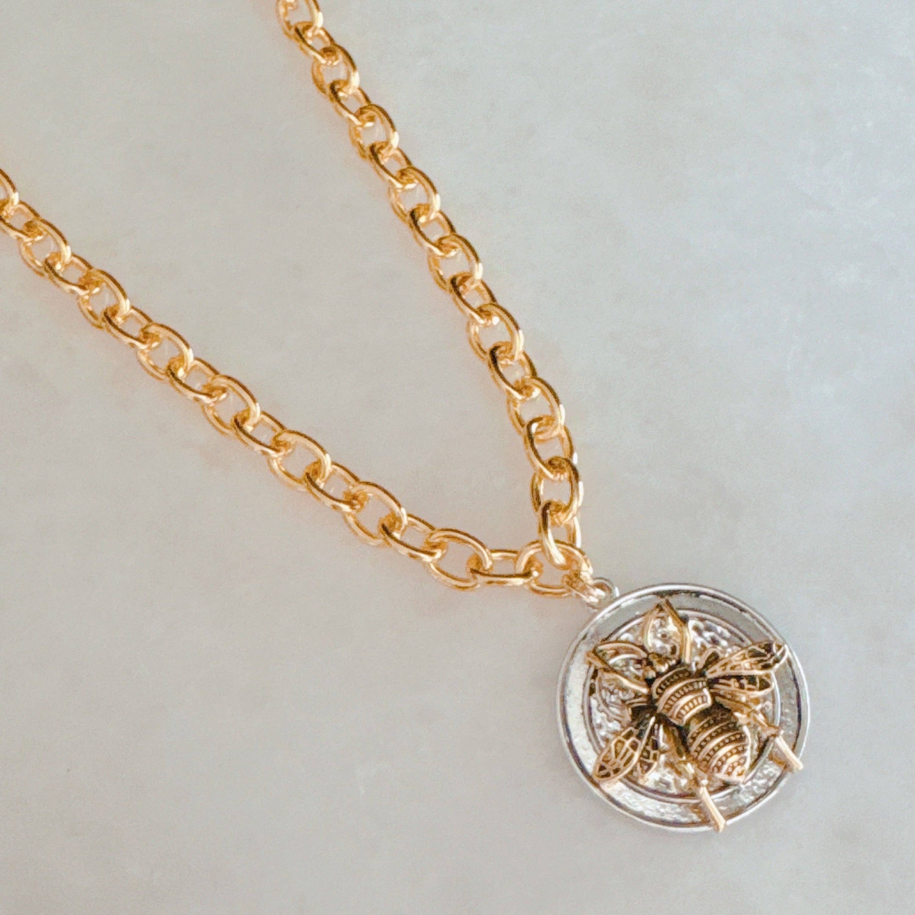 Bold Antique Bee Chain Necklace