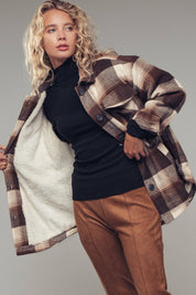 Oversized Sherpa Lined Plaid Shacket