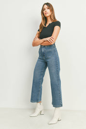 Just Black Denim Medium Patch Pocket Wide Leg Jean