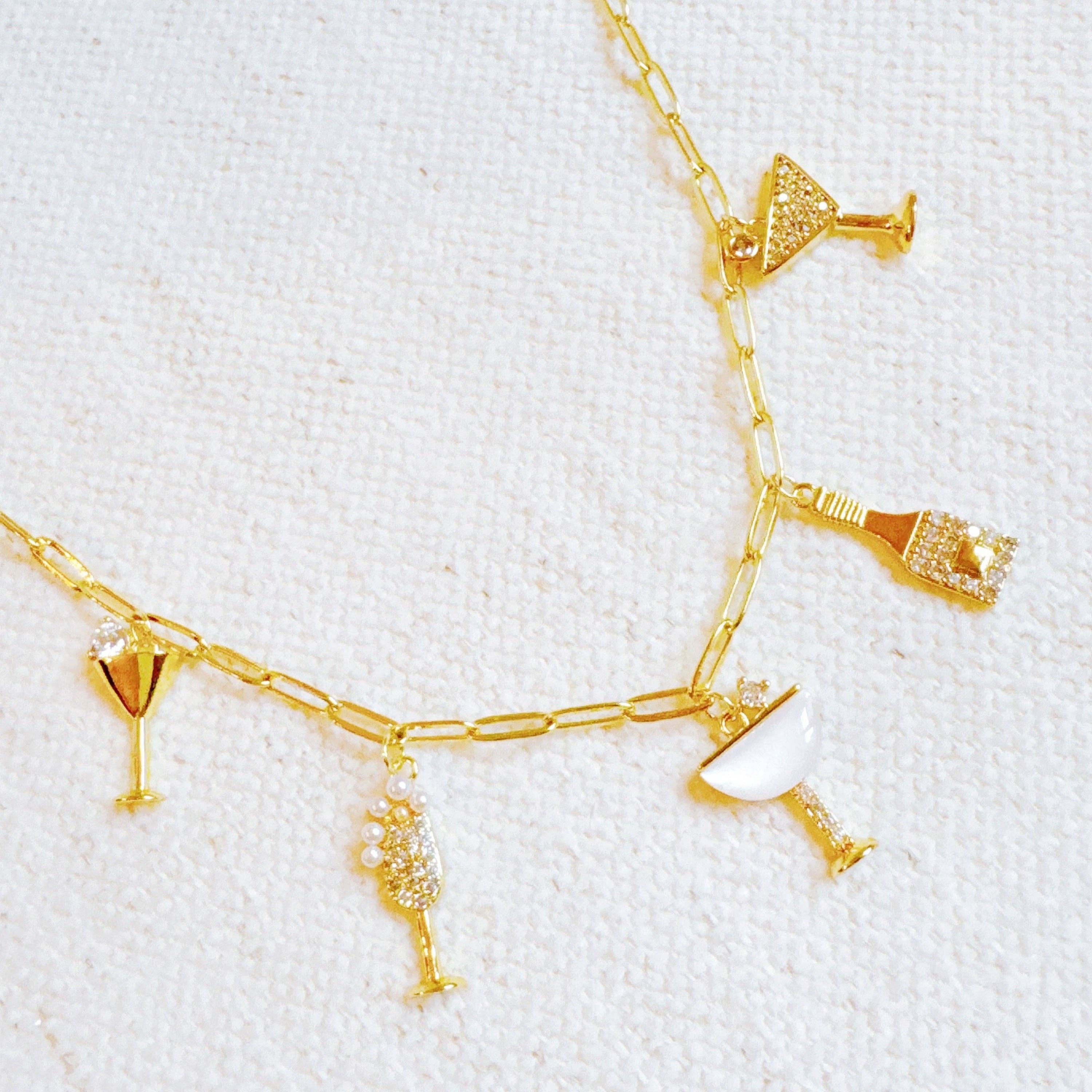 Cheers To Happiness Multi Charm Necklace