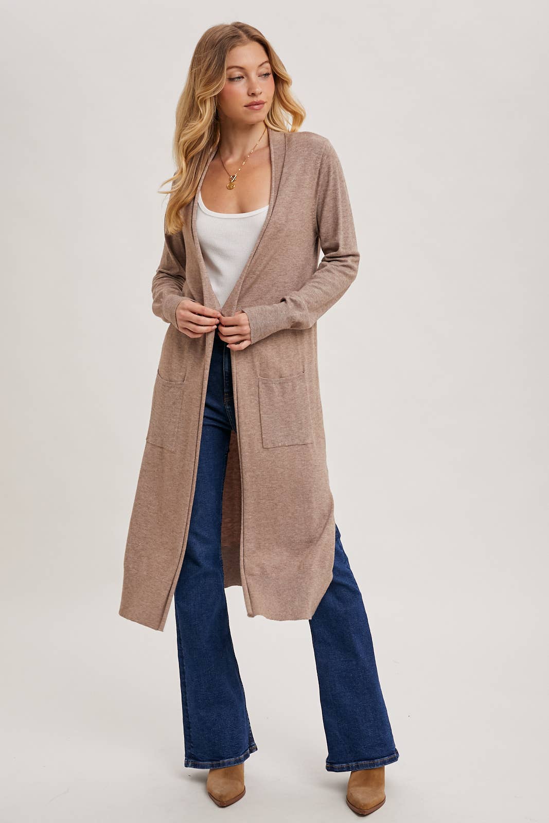 Longline Open Front Cardigan