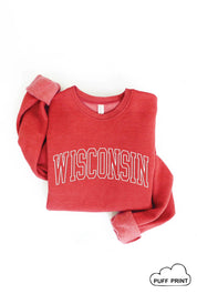 WISCONSIN Puff Print Graphic Crewneck