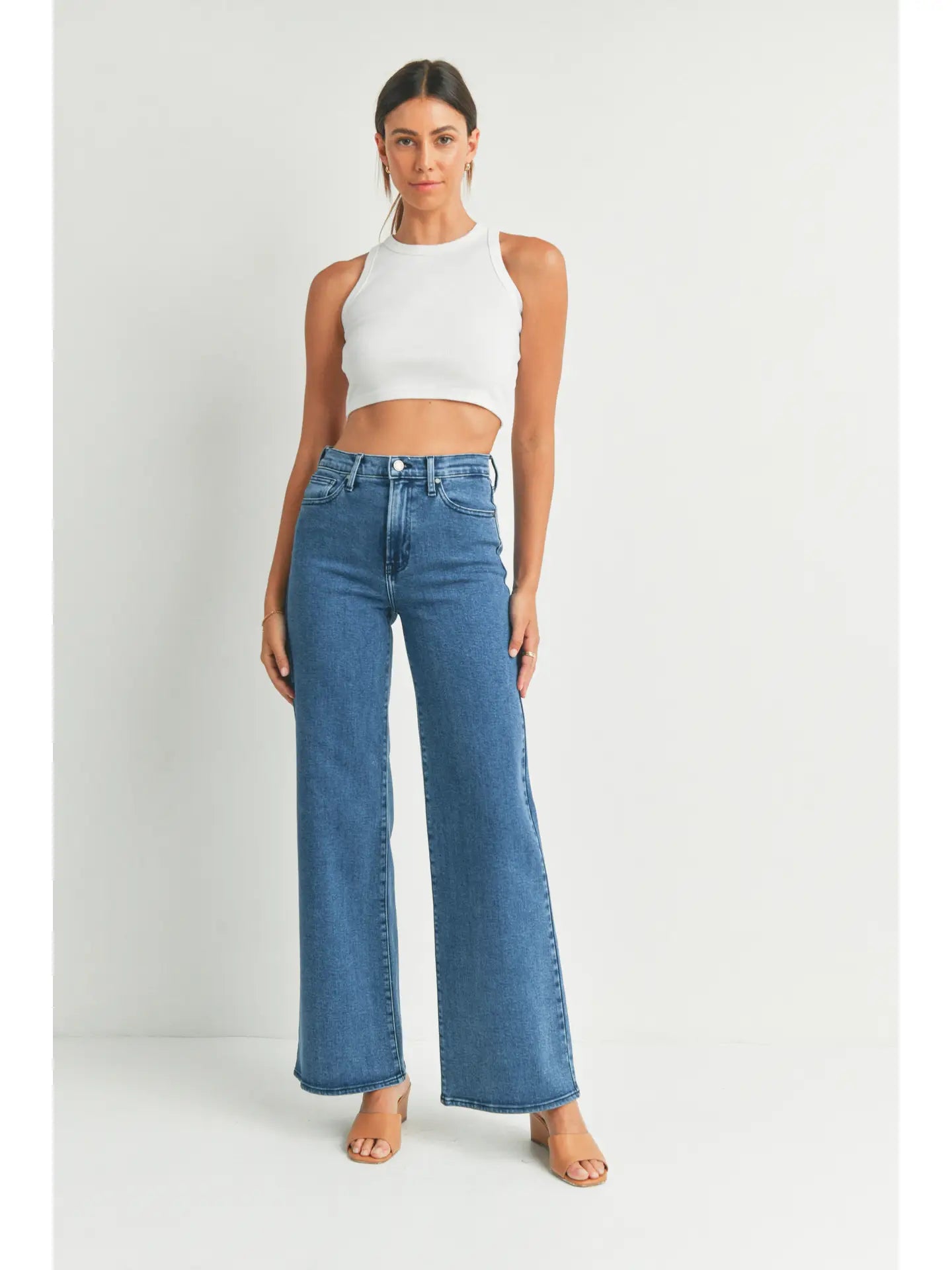 Just Black Denim Palazzo Jeans – Medium Wash Wide-Leg Jeans