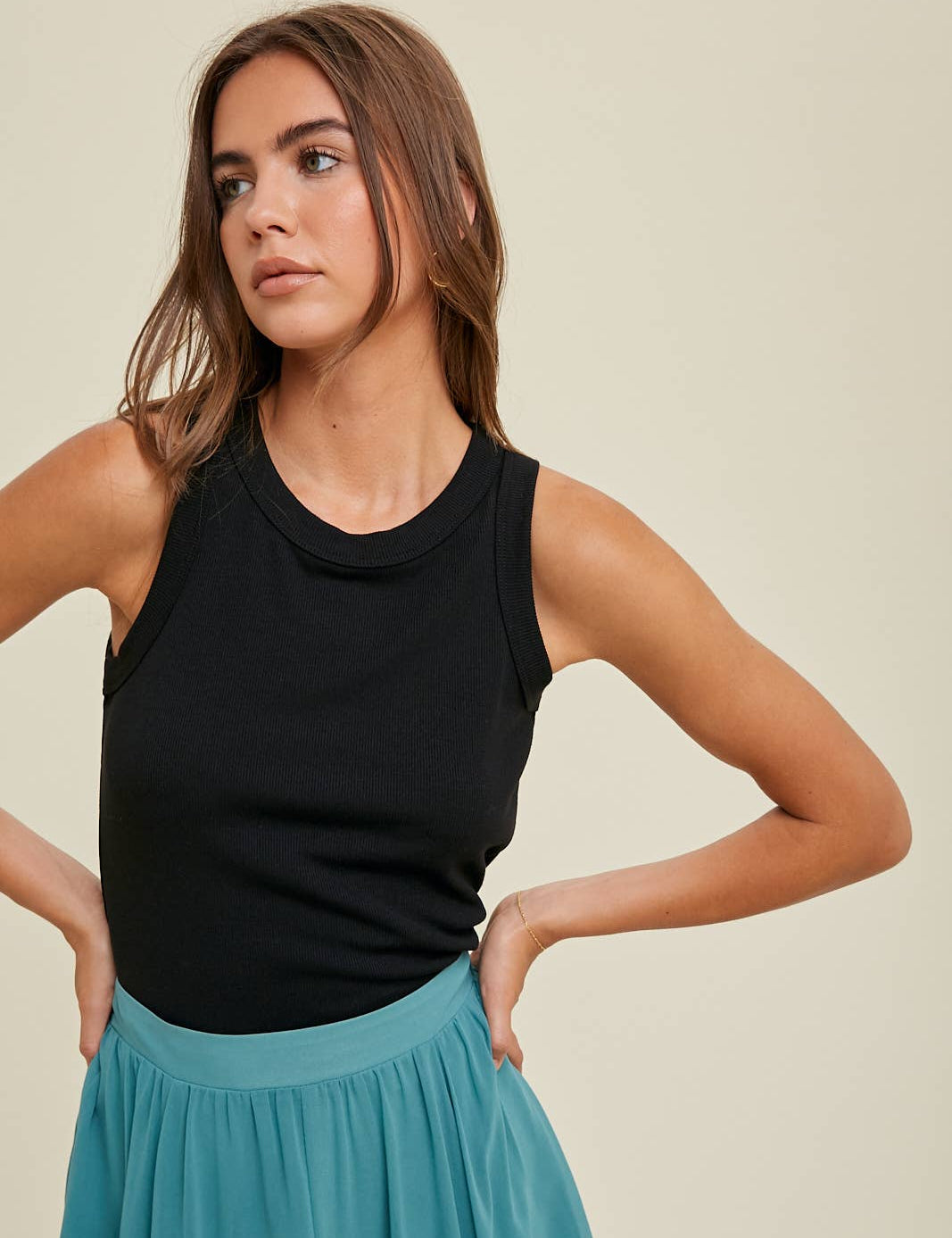 Ribbed Knit Basic Tank Top WL18-1044