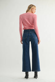 Just Black Denim Dark Patch Pocket Wide Leg Jean