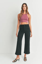 Just Black Denim Black Patch Pocket Wide Leg Jean