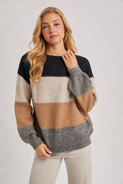 Color Block Knit Pullover Sweater