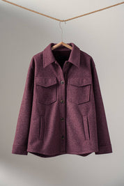 Solid Wool Blend Shacket Jacket