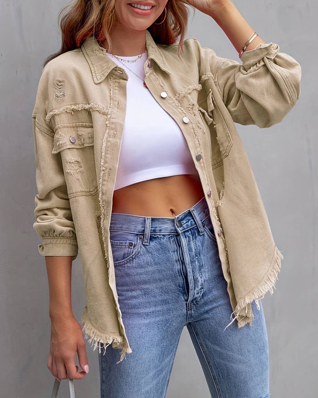 Distressed Loose Denim Jacket