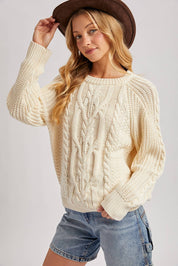 Crewneck Cable Knit Sweater