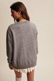Floral Panel Cable Knit Sweater