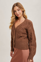 Button Down Knit Sweater Cardigan