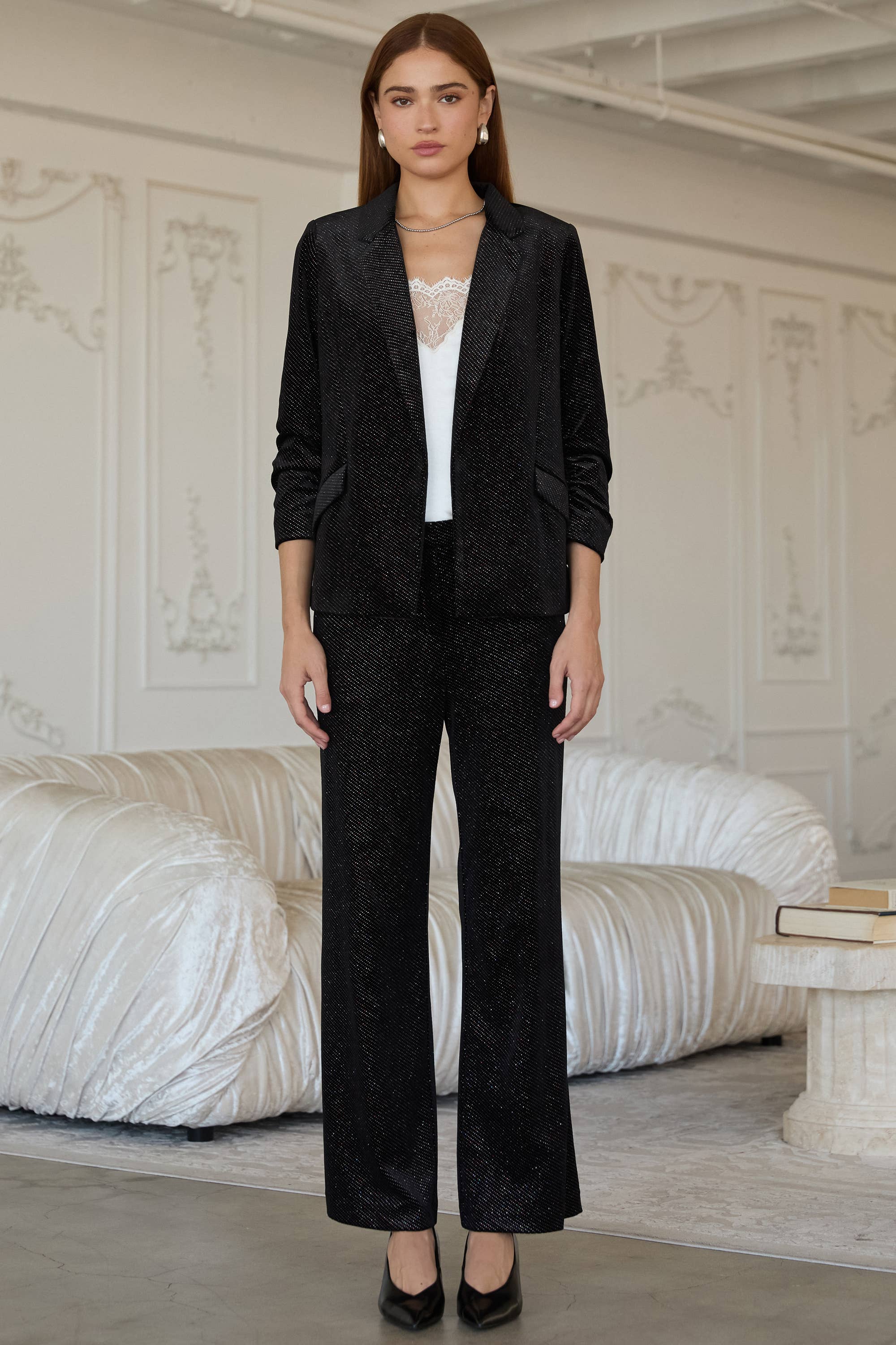 Embellished Velvet Blazer