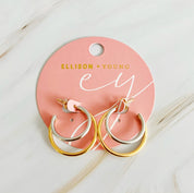 Uptown Two Tone Hoop Earrings