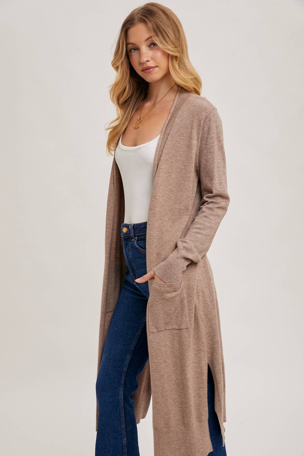 Longline Open Front Cardigan