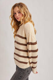 Striped Chunky Rib-Knit Sweater