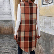 Sleeveless Plaid Vest Cardigan