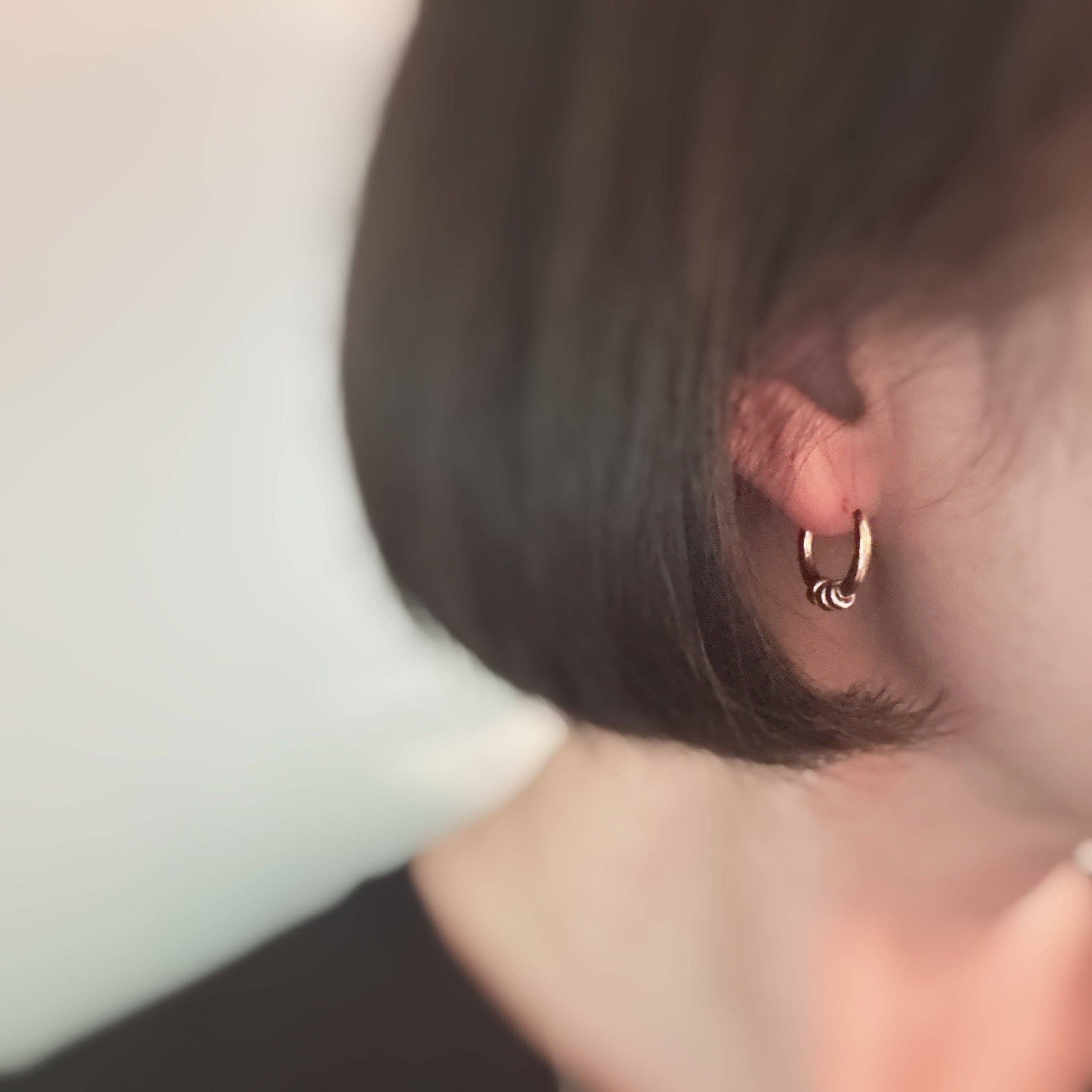 Ringed Up Two Toned Huggie Hoop Earrings