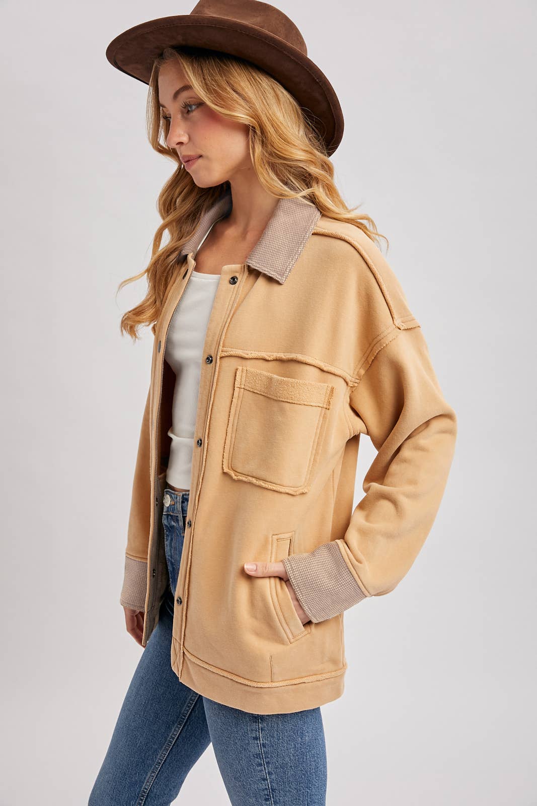 Button Down Cotton Fleece Barn Jacket