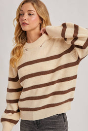 Striped Chunky Rib-Knit Sweater