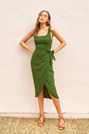 Heaven Sent Tulip Hem Midi Wrap Dress