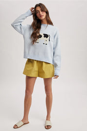 Cow Motif Knit Sweater