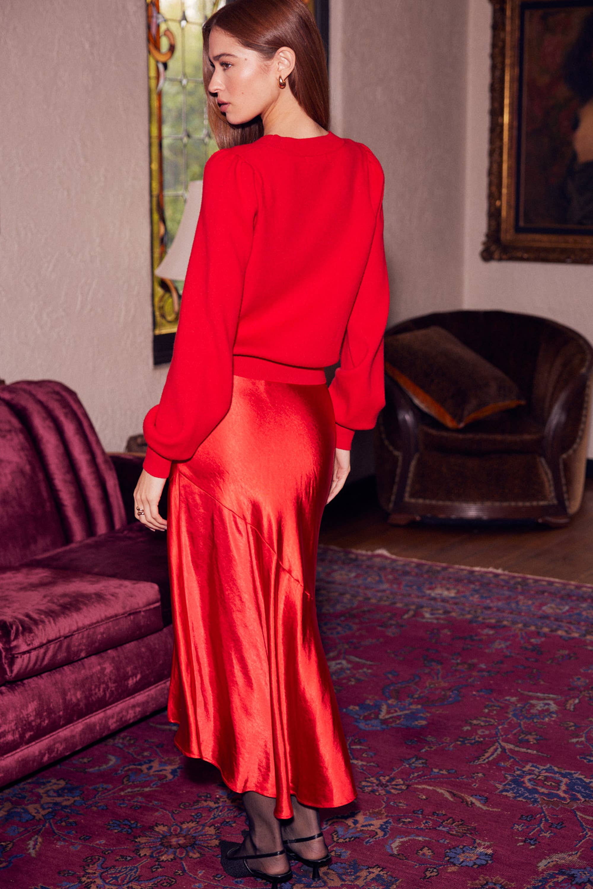 Bow Detail Puff Sleeve Cardigan