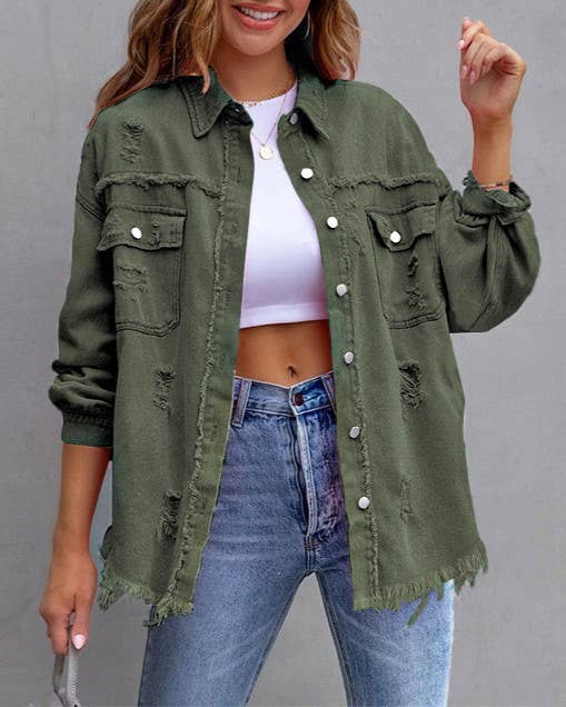 Distressed Loose Denim Jacket