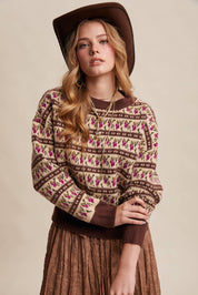Western Jacquard Knit Sweater