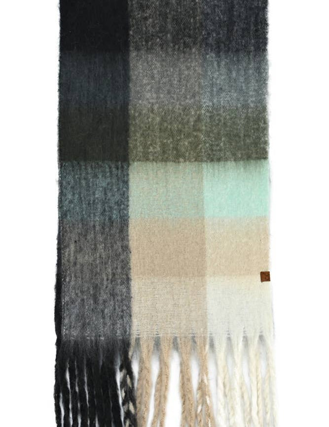 C.C Multi Color Block Plaid Woven Scarf