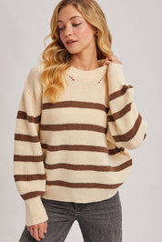 Striped Chunky Rib-Knit Sweater
