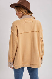 Button Down Cotton Fleece Barn Jacket