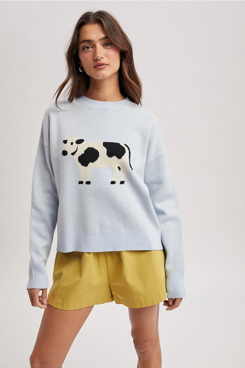 Cow Motif Knit Sweater