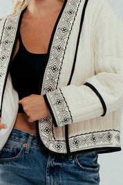 Boho Embroidered Quilted Western Cropped Jacket