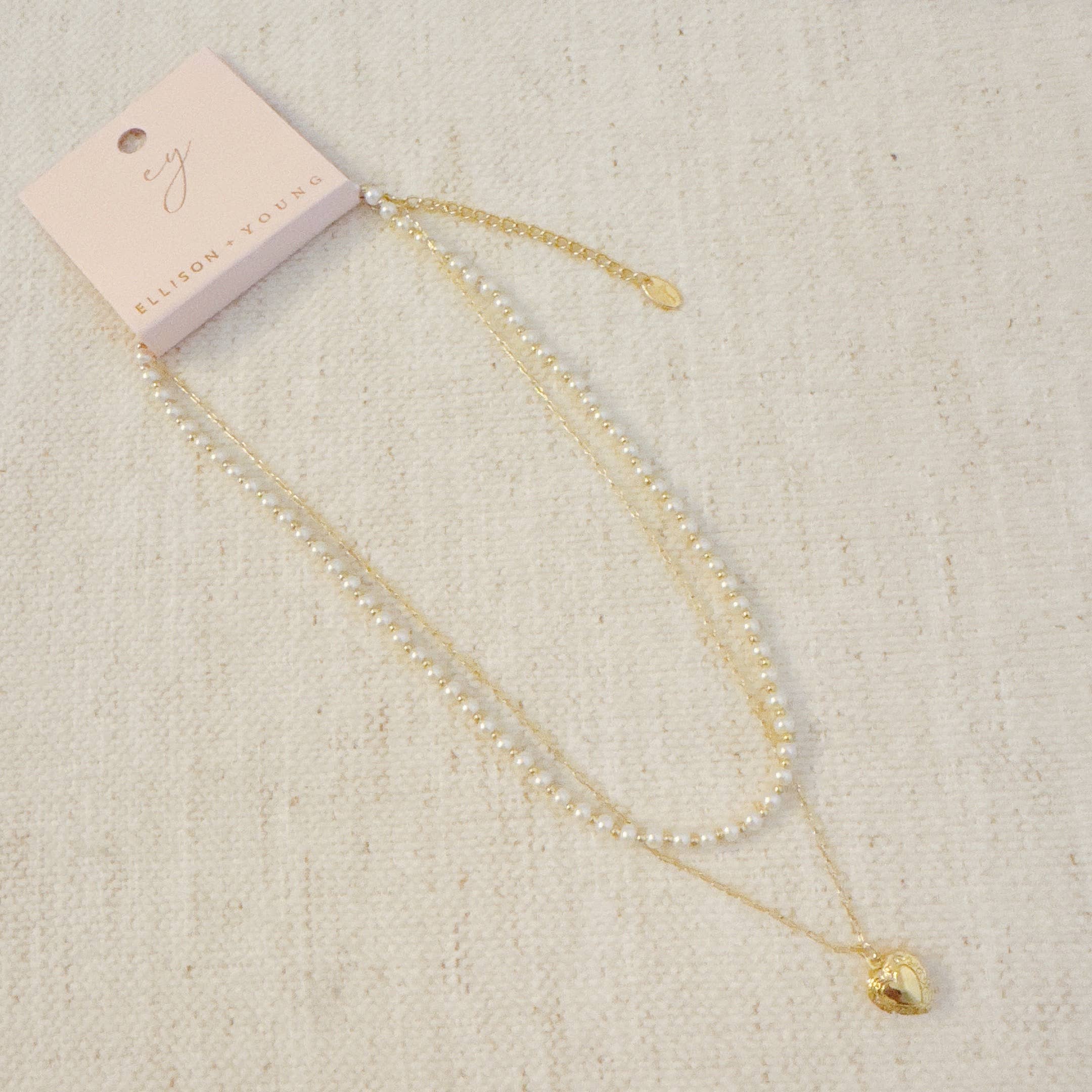 Pearls And Heart Locket Layered Necklace
