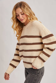 Striped Chunky Rib-Knit Sweater