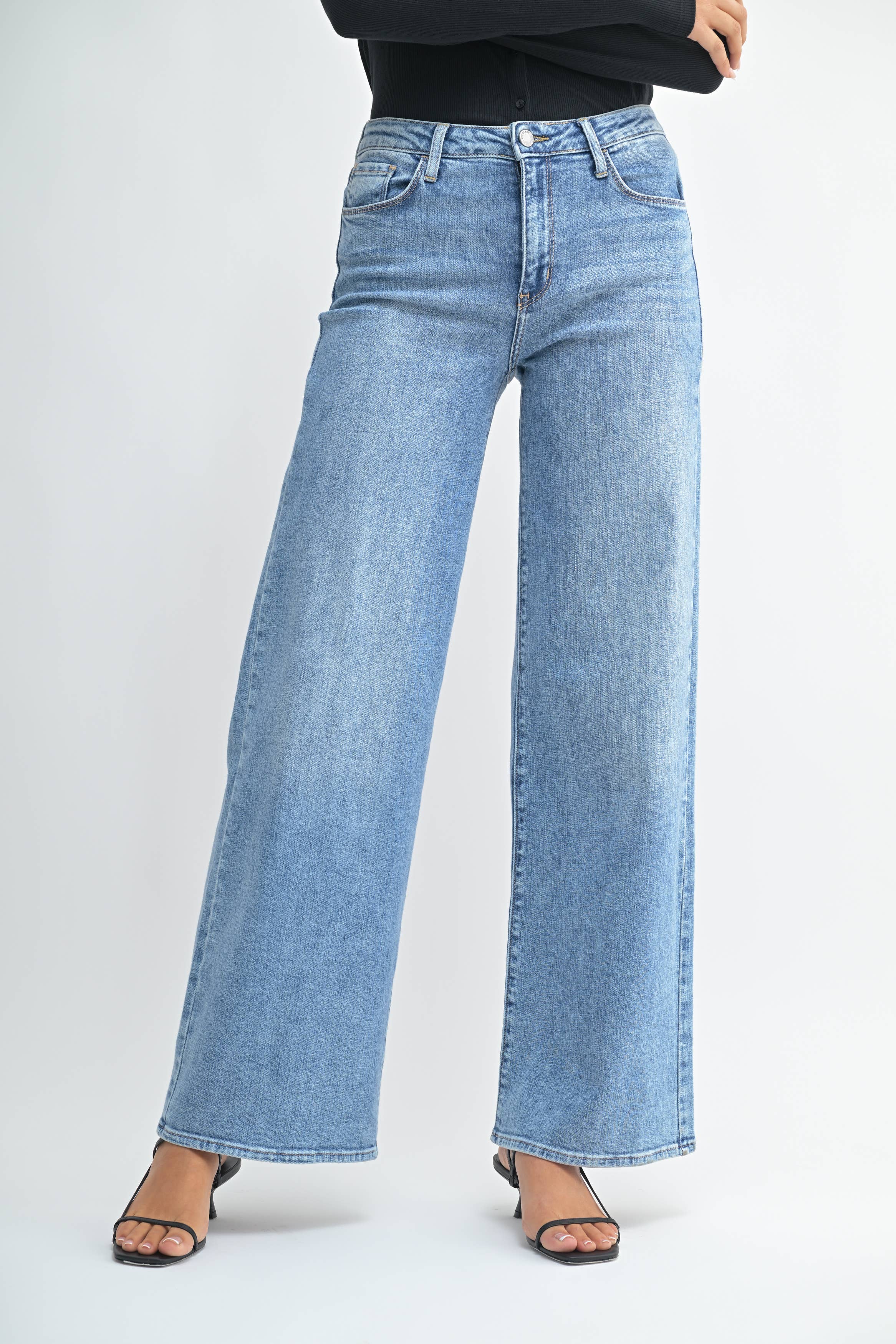 Just Black Denim Stretchy Wide Leg Jean