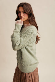 Floral Cable Knit Sweater