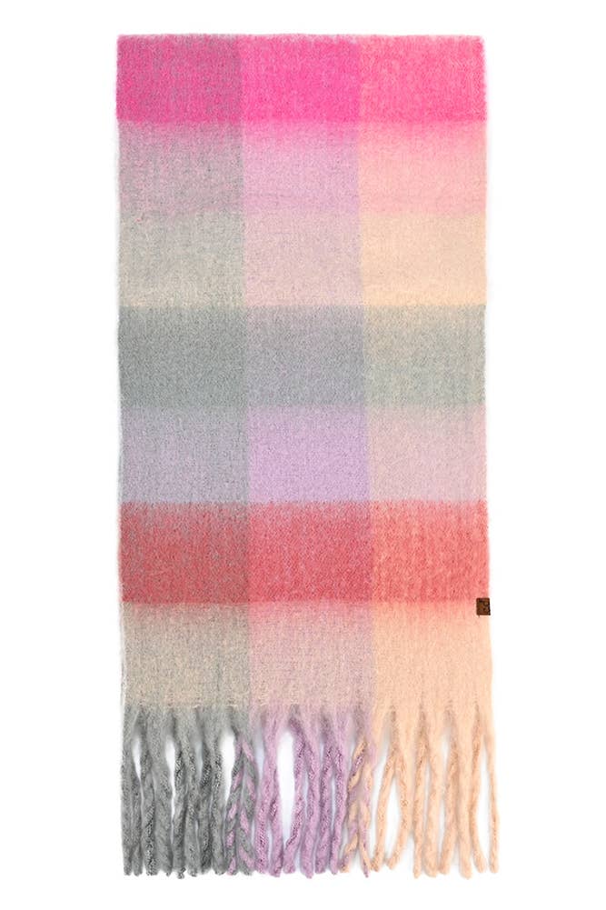 C.C Multi Color Block Plaid Woven Scarf