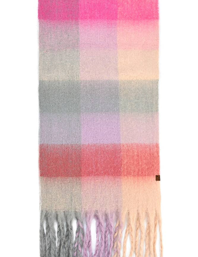 C.C Multi Color Block Plaid Woven Scarf