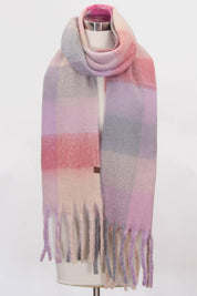 C.C Multi Color Block Plaid Woven Scarf